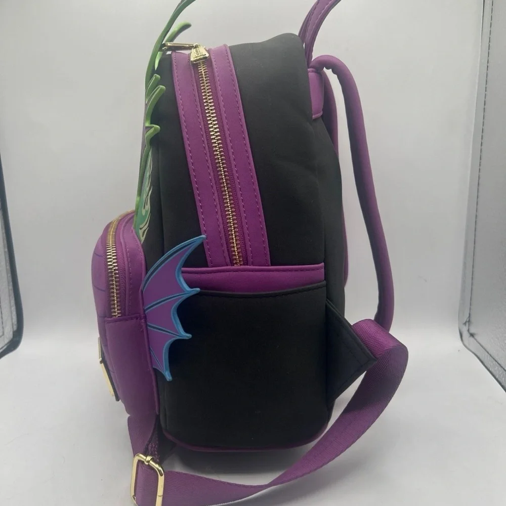 Loungefly Disney Maleficent Dragon Mini Backpack Glow In The Dark Flames - Picture 2 of 9